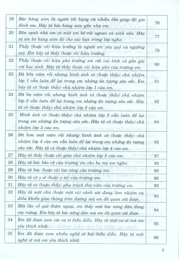 DÀN BÀI TẬP LÀM VĂN LỚP 5 (Dùng chung cho các bộ SGK hiện hành)